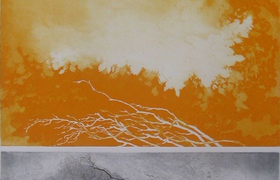 Emilio Corti "Nel silenzio la luce" acquaforte acquatinta su due lastre in foglio cm 60x80 anno 2011
