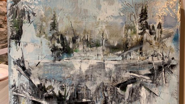 Adele Cossi
” Melodia rallentata”
olio su tela e foglia d’argento
cm 50x50
Mostra Atelier Capricorno “Giardini d’inverno”
anno 2019